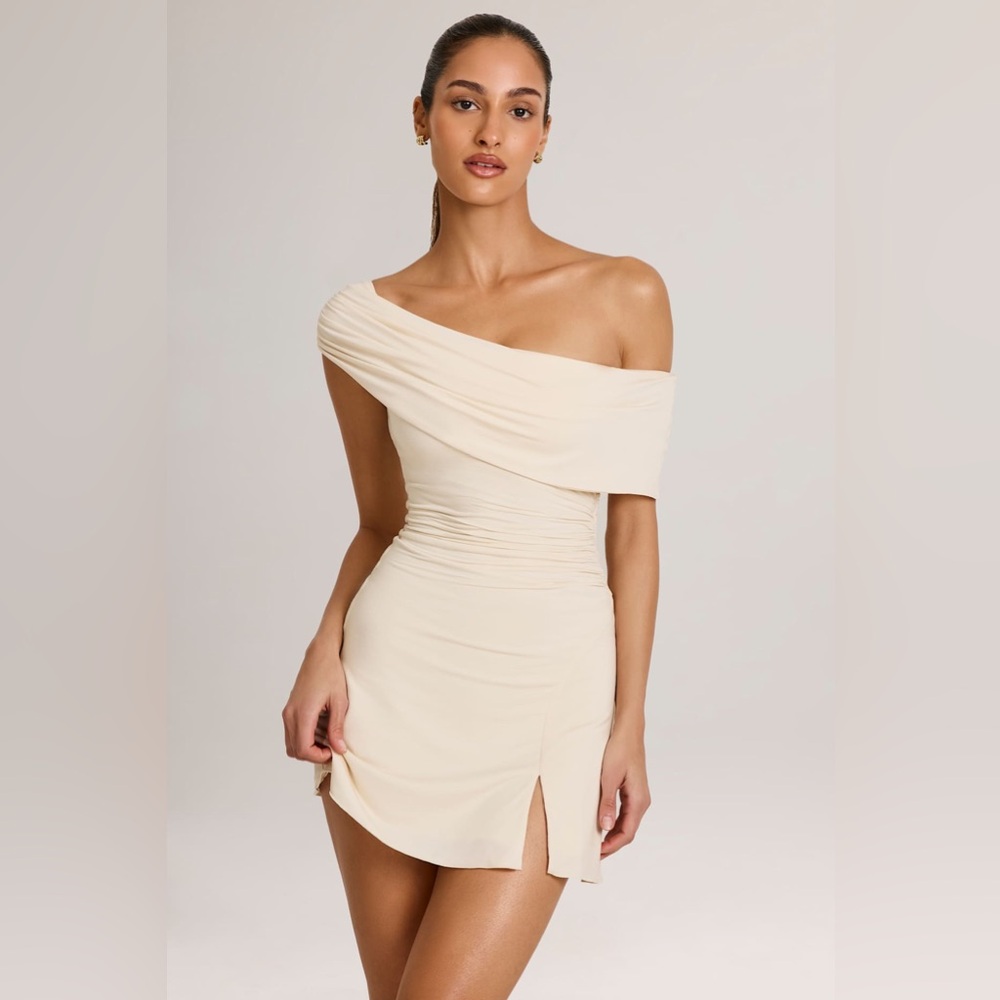 Oh Polly Modal Asymmetric A-Line Mini Dress in Ivory
